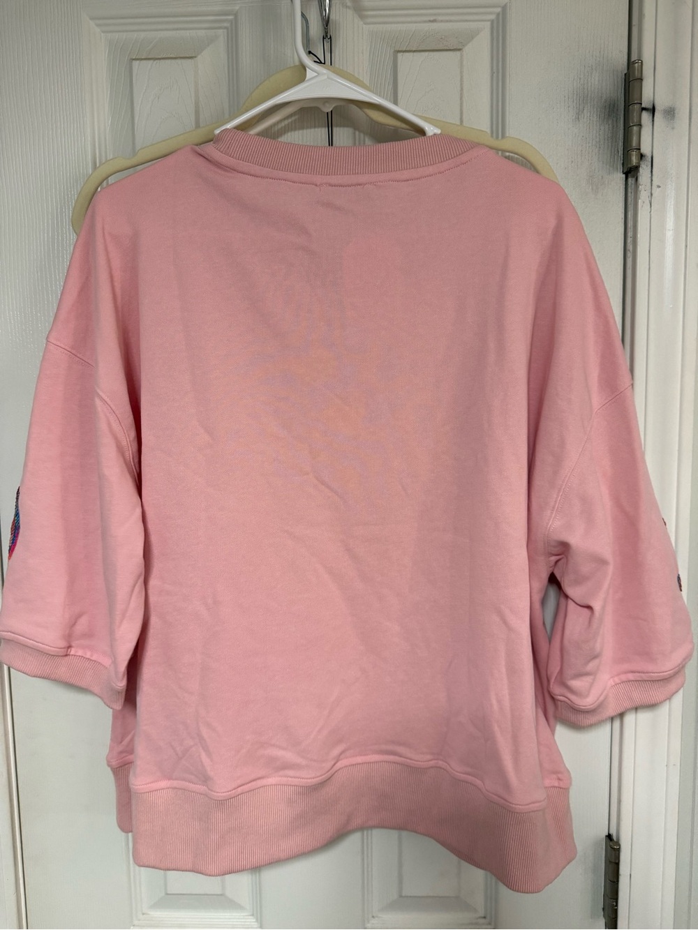 White Birch Pink Rainbow Sequin Tropical Sweatshirt Top Size Large - Picture 5 of 5